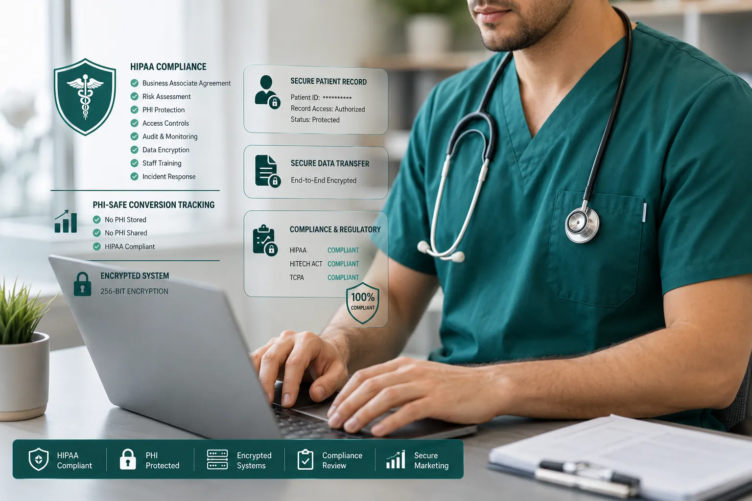 HIPAA compliant healthcare marketing with encrypted data protection